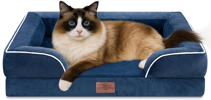 Comfort Expression Small Dog Beds Waterproof Cat Beds Orthopedic Foam Sofa Beds for Small Dogs Comfy Pet Bed with Washable Removable Cover &amp; Non-Slip Bottom(XX-Small,Navy Blue)