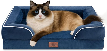 Comfort Expression Small Dog Beds Waterproof Cat Beds Orthopedic Foam Sofa Beds for Small Dogs Comfy Pet Bed with Washable Removable Cover &amp; Non-Slip Bottom(XX-Small,Navy Blue)