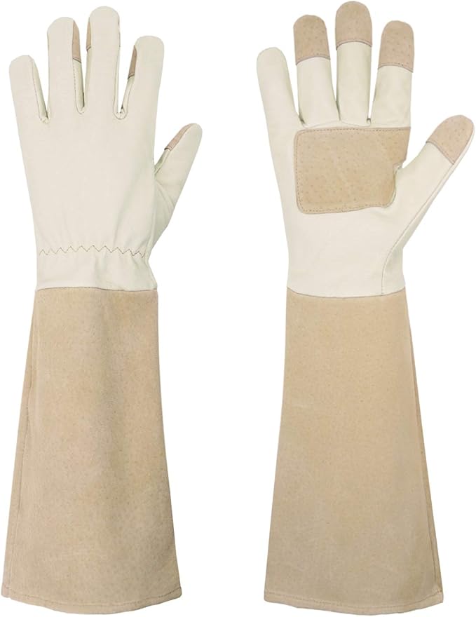 HANDLANDY Rose Pruning Gloves for Men &amp; Women, Long Thorn Proof Gardening Gloves, Breathable Pigskin Leather Gauntlet, Best Garden Gifts &amp; Tools for Gardener
