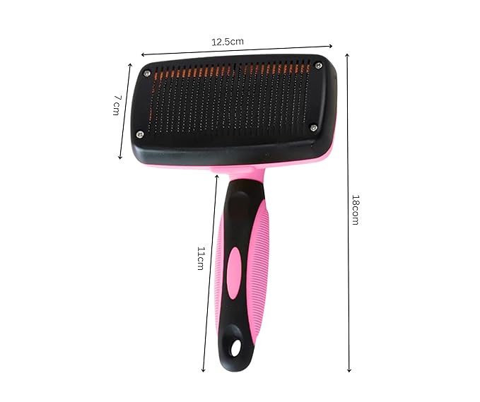 3-in 1 Dog &amp; Cat Grooming Supplies- Self-cleaning Slicker Brush, Deshedding Rake Comb, And Finger Toothbrush For Dogs &amp; Cats | Perfect For Pet Grooming Kit, Dematting And Dental Tool (pink)