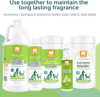 Nootie Aloe&amp;Oatmeal Pet Shampoo for Sensitive Skin-Long lasting Cucumber Melon Shampoo-Helps Relieve Dry Itchy Skin for Dogs&amp;Cat-Natural Ingredient-Soap Paraben&amp;Sulfate Free-Cleans Conditions-1 Gallon