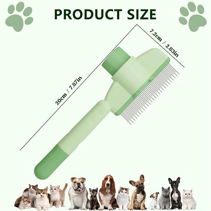 Self-Cleaning Cat &amp; Dog Comb – 2-in-1 Pet Hair Removal with Stainless Steel Teeth, Easy Release Button, for Shedding, Detangling &amp; Grooming