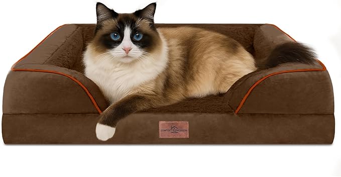 Comfort Expression Small Dog Beds Waterproof Cat Beds Orthopedic Foam Sofa Beds for Small Dogs Comfy Pet Bed with Washable Removable Cover &amp; Non-Slip Bottom(XX-Small,Chocolate Brown)