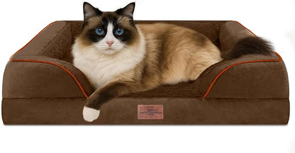 Comfort Expression Small Dog Beds Waterproof Cat Beds Orthopedic Foam Sofa Beds for Small Dogs Comfy Pet Bed with Washable Removable Cover &amp; Non-Slip Bottom(XX-Small,Chocolate Brown)