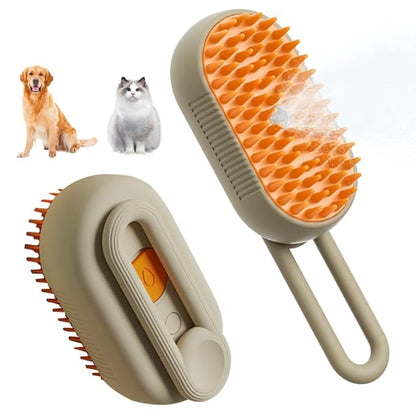 Cat Steam Brush for Shedding 4 in 1 Dog Brush with Steam Pet Hair Cleaning Brush Comb for Spray Pet Grooming for Long &amp; Short Haired Pets Comb for Cats (Brown)