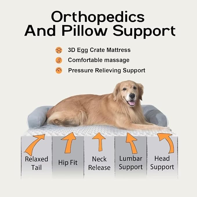 Dog Bed Medium Size Dog-Orthopedic Waterproof Bed for Dogs,Foam Couch Sofa with Washable Removable Cover &amp; Non-Slip Bottom-Grey