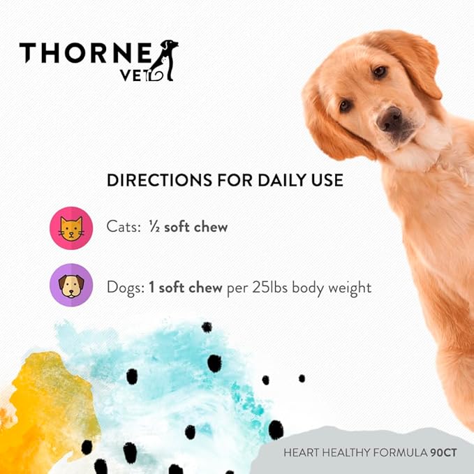 ThorneVET Heart Healthy Formula – Cardiovascular Support for Dogs &amp; Cats, 90 Soft Chews