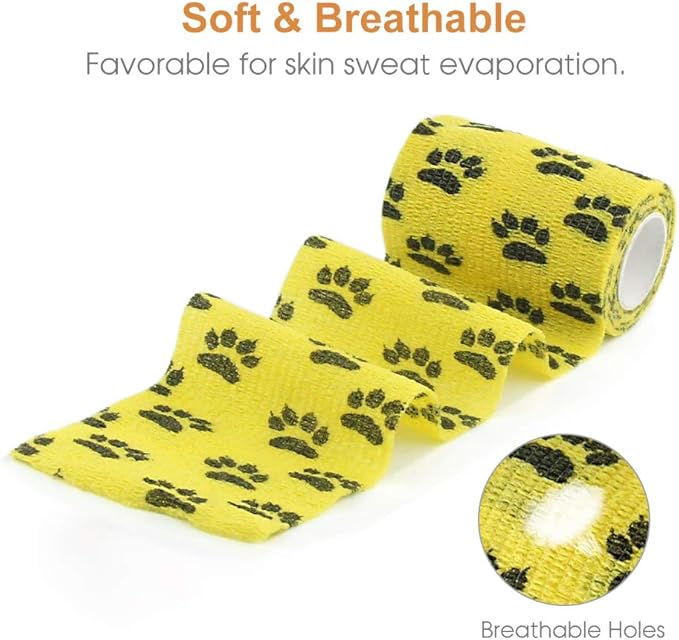 AUPCON Vet Wrap Cohesive Bandages Bulk Self Adhesive Bandage Wrap Self Adherent Wrap Non-Woven for Dogs Pet Animals &amp; Ankle Sprains &amp; Swelling 2 Inch x 5 Yards (3 Inch Claw)