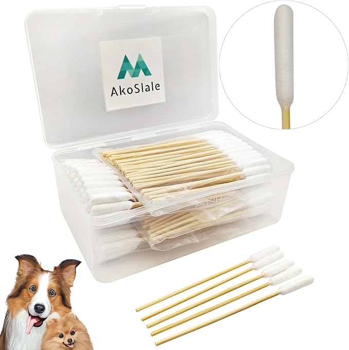 Long Cotton Swabs for Dog Ear Cleaning, 200pcs, 4.7 Inch Biodegradable Cotton Tips, Ideal for Ear Care &amp; Wound Treatment, Portable Size, Eco-Friendly