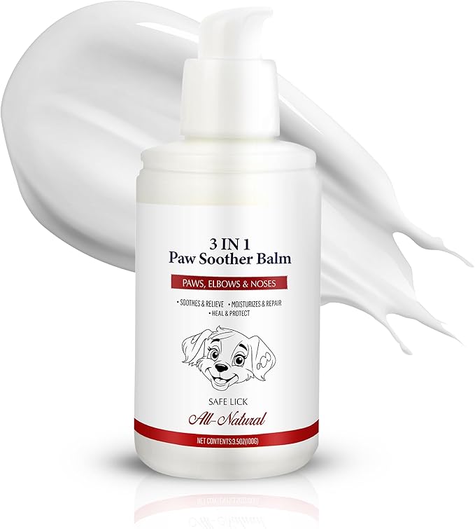 Dog Paw Pad Balm - 3-in-1 Lick Safe Soother &amp; Moisturizer&amp; Lotion for Dog Paws Nose, Elbow, Snout - Natural, Quick-Drying, Non-Sticky - All-Weather Cat Paw Balm Cream- 3.5 Oz/100Gram