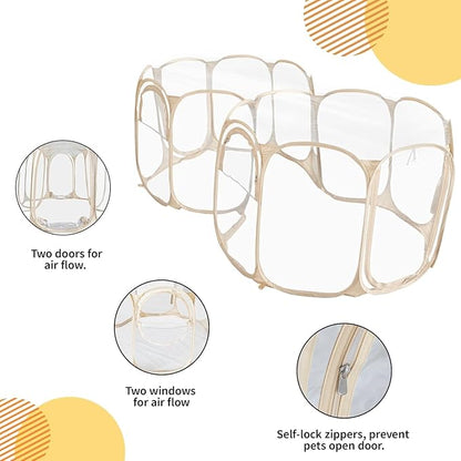 Cold Resistant Cat Playpen PVC Dog Playpen - Portable &amp; Foldable Indoor Outdoor Puppy Playpen - Insulated 2-Room Dog TentCrate Cage Kennel, Playpen for Kitten, Small Animals Play Pen