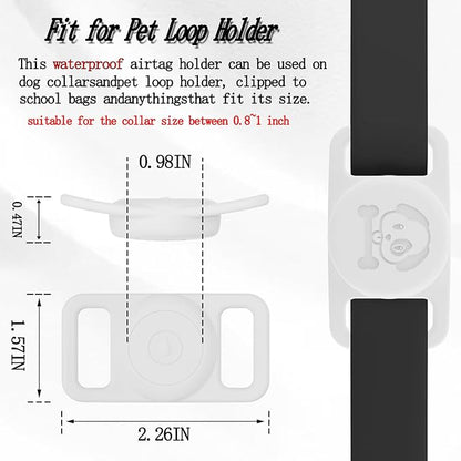 4 Pack Waterproof AirTag Dog Collar Holder Compatible with Apple AirTag, Silicone Hidden Loop Holder for Airtag Tracker, Anti-Lost Dog Collar Air Tag Accessories(Black,White,Red,Blue)