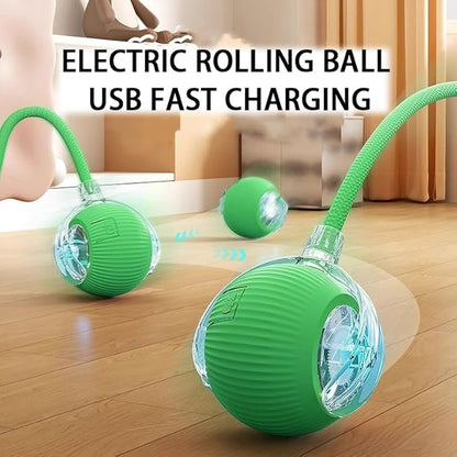 Interactive Cat Toy Ball for Indoor Cats - 3-Speed Smart Rolling Ball with Flashing Lights, USB Rechargeable Automatic Motion Kitten Toys for Bored Adult Cats &amp; Playful Kittens