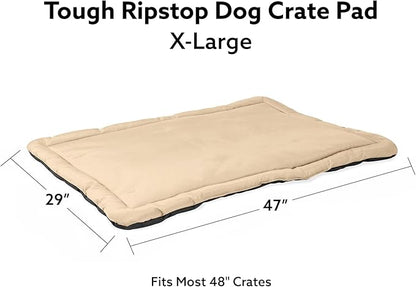 K9 Ballistics Tough Ripstop Dog Crate Pad - Durable &amp; Machine Washable with Non-Skid Bottom and 120-Day Warranty, Fits 48" Wire Crates - X-Large, Sandstone