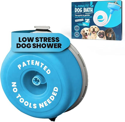 5-MinutePetBath Dog Bath Hose Attachment - Shower Head Accessory for Dog Washing - Low Stress Pet Shower - Portable Wash Station for Grooming, Rinse &amp; Cleaning - Attachable Bathing Essential - Blue
