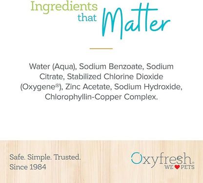 Oxyfresh Premium Pet Dental Care Solution Pet Water Additive: Best Way to Eliminate Bad Dog Breath and Cat Bad Breath - Fights Tartar &amp; Plaque - So Easy, Just Add to Water! Vet Recommended 128 oz.
