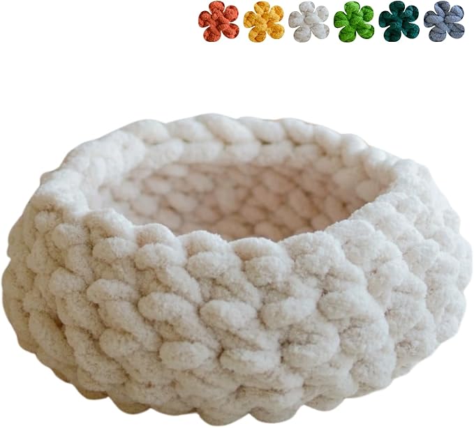 Cat Nest Bed – Premium Handwoven Washable Extra Soft Round Cave House for Indoor Kitten &amp; Kitty, Small &amp; Large (Cloud White,Large)