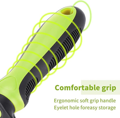 Pet Grooming Tool - 2 Sided Undercoat Rake for Cats and Dogs - Safe Dematting Comb for Easy Mats &amp; Tangles Removing - No More Nasty Shedding and Flying Hair
