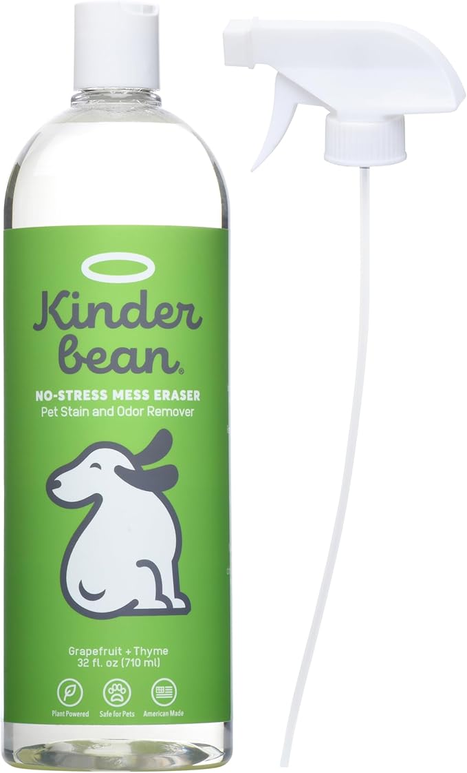 Dog &amp; Cat Urine Stain and Odor Eliminator for Carpet, Upholstery, Hard Floors - Single 32 oz., Grapefruit &amp; Thyme Scent, Enzyme Bio-Active Formula with Squeeze and Spray Top