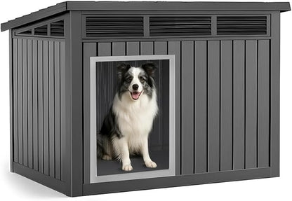 DRATO Dog House for Both Indoor and Outdoor with Weatherproof Roof Removable Floors for Medium to Large Dogs Interior Space (Black, Medium(32.2 * 25.12 * 24.13&