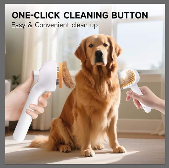 Pet Steam Brush for Dogs &amp; Cats – 3-in-1 Grooming Spray Comb, Mist Massage &amp; Defur Function, Water Spritz Deshedding Tool for Long/Short Hair, Indoor Pets