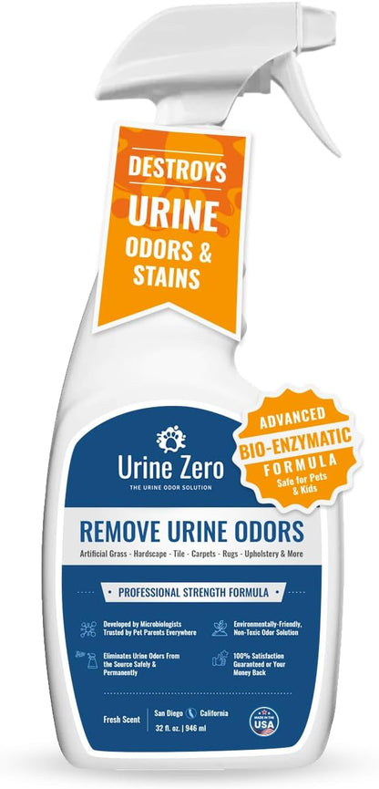 Pet Odor Eliminator Spray - Bio-Enzyme Cleaner for Dog &amp; Cat Urine | Instantly Removes Odors on Artificial Grass, Carpet, Rugs &amp; Tile | Pet &amp; Kid Safe, 32 oz Ready-to-Use