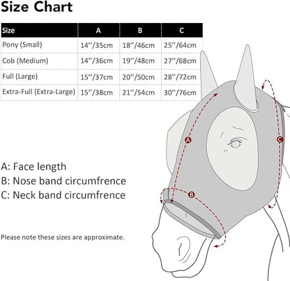 Harrison Howard Super Comfort Stretchy Fly Mask Large Eye Space with UV Protection Soft on Skin with Breathability Leopard Print XL Extra Full Size