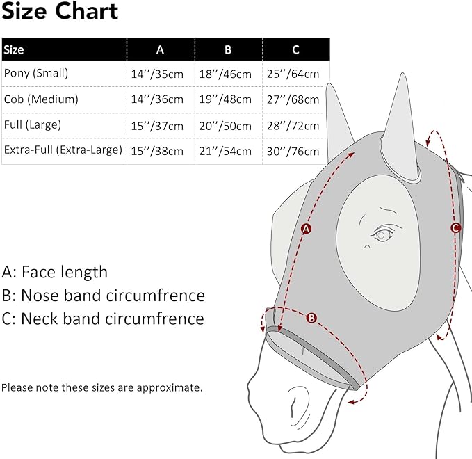Harrison Howard Super Comfort Stretchy Fly Mask Large Eye Space with UV Protection Soft on Skin with Breathability Weaving Dots L