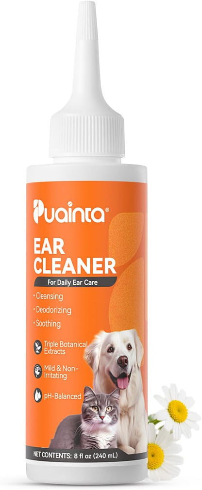 Ear Cleaner for Dog &amp; Cats, Dog Ear Drop and Infection Treatment, Dog Ear Cleaning Solution- Cleaning,Soothing, and Deodorizing Itchy Ears - 8oz