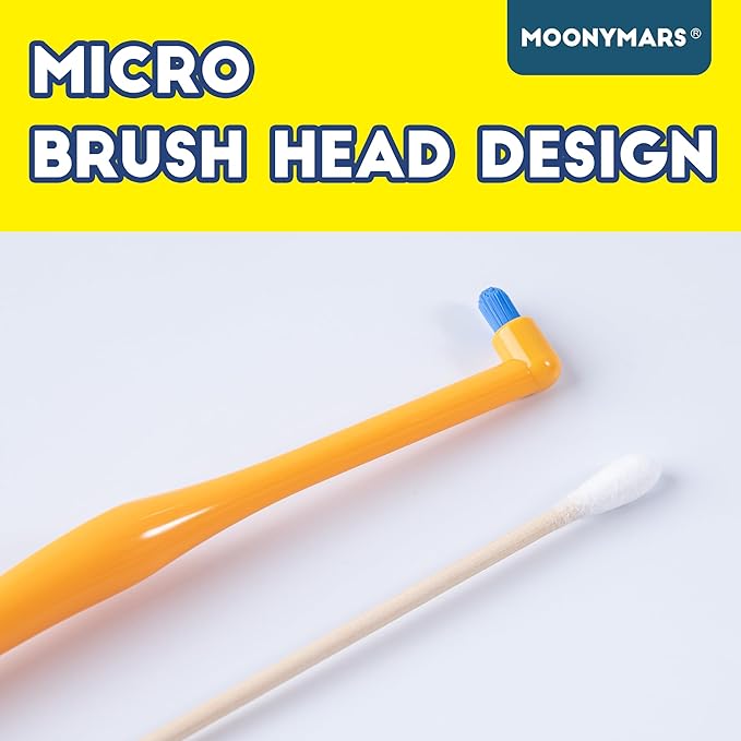 Cat Toothbrush Tuft Head, Small Dog &amp; Puppy Tooth Brushing Kit, Mini Head Teeth Brush for Kitten &amp; Tiny Pet, Doggy Toothbrushes Deep Dental Cleaning, 2 PCS - Orange
