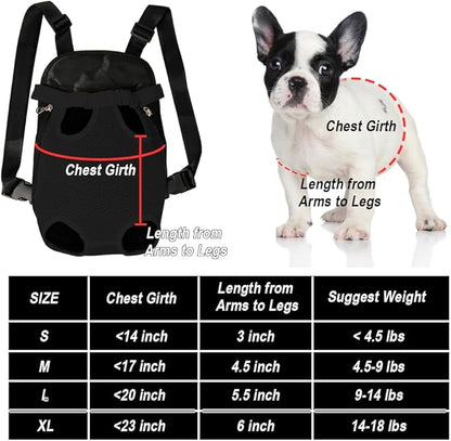 FEimaX Dog Carrier Backpack Pet Legs Out Front Cat Travel Bag, Adjustable Puppy Backpacks Carriers Hands-Free for Small Medium Dogs Cats Hiking Traveling Camping Daily Walking (Medium, Black)