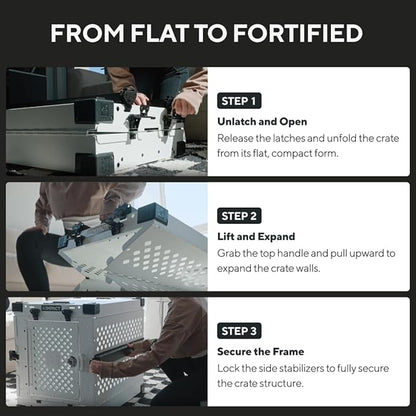 Impact Collapsible Dog Crate - Foldable Hard Crate for XXL Dogs - Heavy Duty Travel Kennel with Powder-Coated Aluminum - Quick Setup for Indoor &amp; Outdoor (Black, 48" (48" L x 27" W x 33" H))
