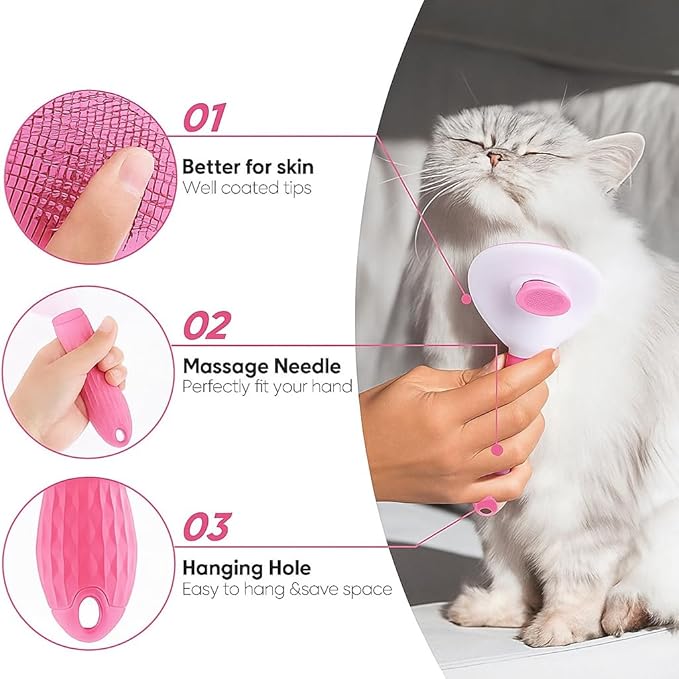 Namylya Cat Brush for Shedding &amp; Grooming – Slicker Brush for Dogs and Cats with Long Hair – Removes Tangles, Mats &amp; Loose Fur