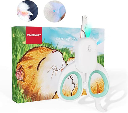 PAKEWAY Pet Nail Clipper with LED &amp; -U-V Light, Cat Claw Trimmer with Ultra Bright LED Light for Nail Bloodline to Avoid Over Cutting, Sharp Angled Blade Grooming Tool for Dog Cat Rabbit Small Animals