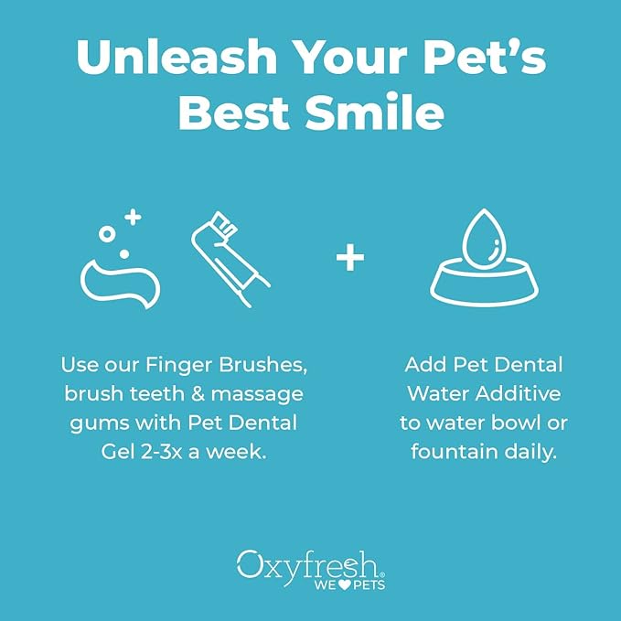 Oxyfresh Premium Pet Dental Kit for Dogs &amp; Cats – Easy Solution for Dog and Cat Fresh Breath, Clean Teeth, Control Plaque &amp; Tartar – Vet Formulated Pet Toothpaste 4oz + Water Additive 16oz Kit