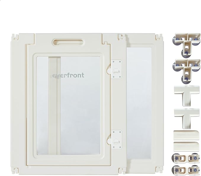 30.3“H 2PCS Extension Kit - Door+Panel, T-Buckles for Compartment, Expandable Clear Dog Play Pen Acrylic Dog Playpen Indoor,for Puppy Cat Bunny Small &amp; Medium Dogs (White, 30.3" H, 2PCS)