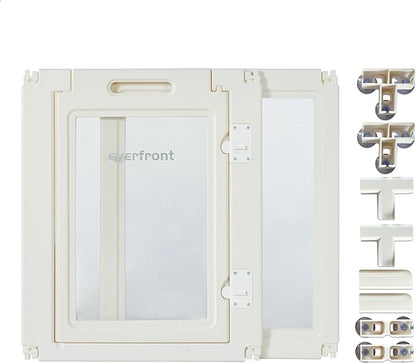 30.3“H 2PCS Extension Kit - Door+Panel, T-Buckles for Compartment, Expandable Clear Dog Play Pen Acrylic Dog Playpen Indoor,for Puppy Cat Bunny Small &amp; Medium Dogs (White, 30.3" H, 2PCS)