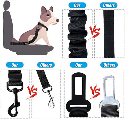 COOYOO Dog Seat Belt,3 Piece Set Retractable Dog Car Harness Adjustable for Vehicle Nylon Pet Safety Heavy Duty &amp; Elastic