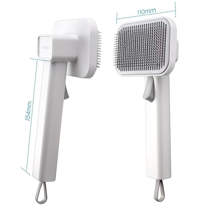 Self Cleaning Slicker Dog Cat Brush for Shedding - Deshedding Tool with Max Massage Tips, Grooming Brush for Short Medium Haired Cats &amp; Dogs (White)