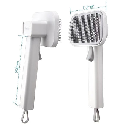 Self Cleaning Slicker Dog Cat Brush for Shedding - Deshedding Tool with Max Massage Tips, Grooming Brush for Short Medium Haired Cats &amp; Dogs (White)