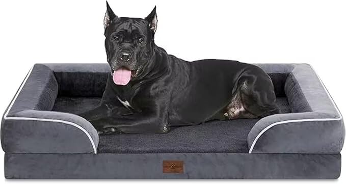 Comfort Expression Waterproof Orthopedic Foam Dog Beds, XXL Orthopedic Dog Beds for Extra Large Dogs, Washable Pet Sofa Bed with Removable Cover &amp; Non-Slip Bottom(XX-Large,Dark Grey)