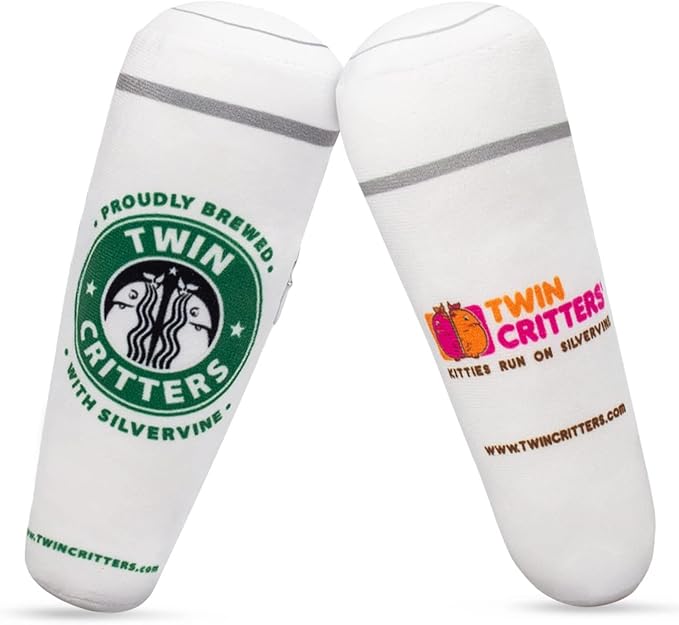 KittiBuzz 2-Pack Organic Silvervine Catnip Substitute Toys for Cats &amp; Kittens | 100% All-Natural Wild Harvested Silvervine | 2 Refillable Coffe Cup Kicker Cat Toys