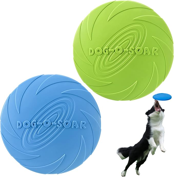 Dog Flying Disc, 2 Pack Dog Flyer Toys, Soft Rubber Interactive Lightweight Flying Disc Dog Toy for Small Large Dogs - Floats in Water &amp; Safe on Teeth, 7.2 inch.