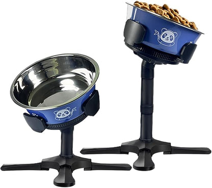 Adjustable Elevated Dog Bowl Stand with Non-Slip Base - 3 Height &amp; Tilt Settings, Fits 14-24.5cm Bowls, Raised Stainless Steel Dish for Large Breed, Medium &amp; Small Dogs, Cats