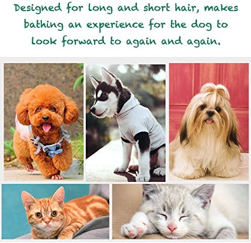 Dog Cat Pet Grooming Brush - Silicone Massage Brush for Deshedding and Bathing, Anti-Slip Rubber Shampoo Brush for Long &amp; Short Hair Dogs and Cats (Orange)