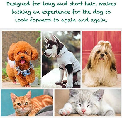 Dog Cat Pet Grooming Brush - Silicone Massage Brush for Deshedding and Bathing, Anti-Slip Rubber Shampoo Brush for Long &amp; Short Hair Dogs and Cats (Orange)