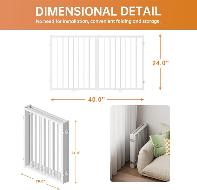 Full Metal Freestanding Dog Gate with Door, 24&