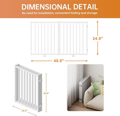 Full Metal Freestanding Dog Gate with Door, 24&