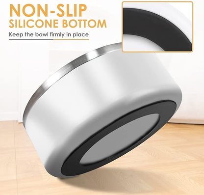 IKITCHEN Dog Bowl for Food and Water, 64 Oz Stainless Steel Pet Feeding Bowl, Durable Non-Skid Double Wall Insulated Heavy Duty with Rubber Bottom for Medium Large Dogs (64 Ounces/8 Cup, White)