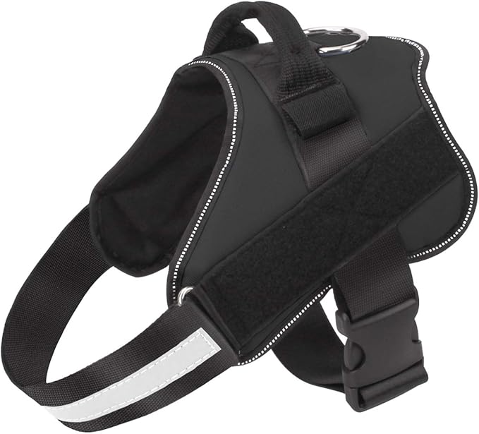 Bolux Dog Harness, No-Pull Reflective Dog Vest, Breathable Adjustable Pet Harness with Handle for Outdoor Walking - No More Pulling, Tugging or Choking (Black, XL)